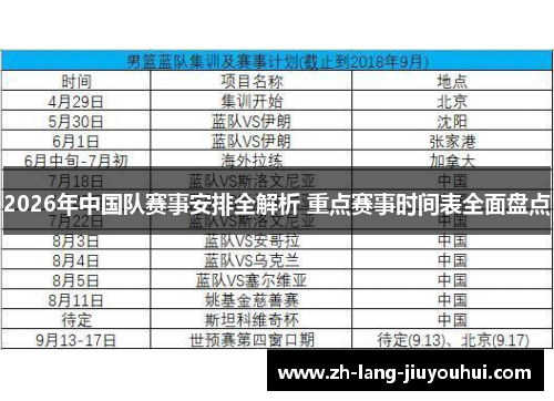 2026年中国队赛事安排全解析 重点赛事时间表全面盘点